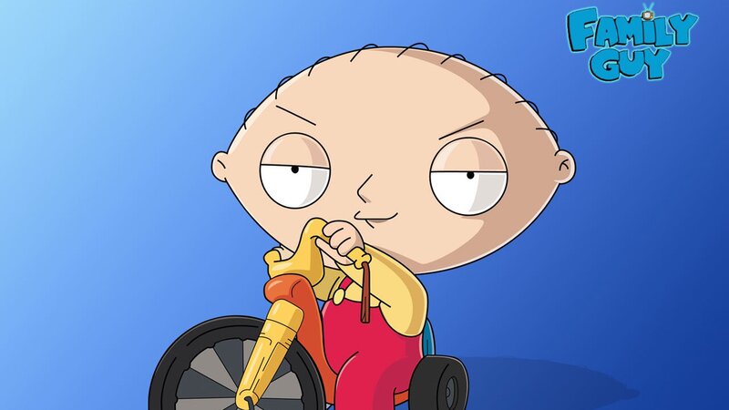 Stewie Griffin on a tricycle