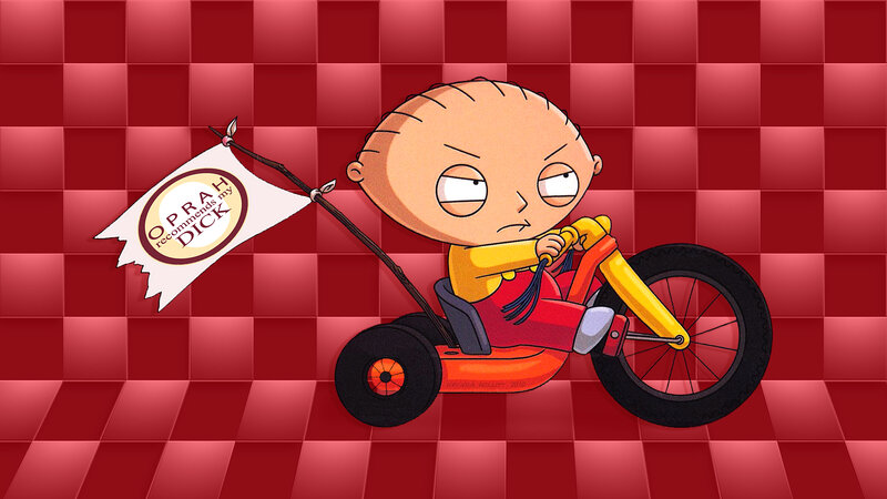 Stewie Griffin on a tricycle
