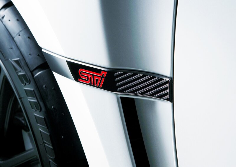 STI badge on white car