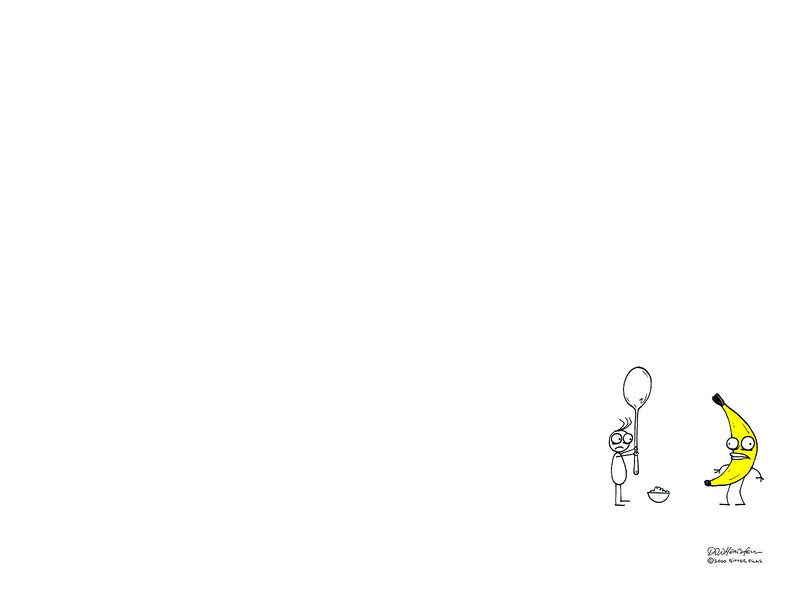 stick figure and banana cartoon
