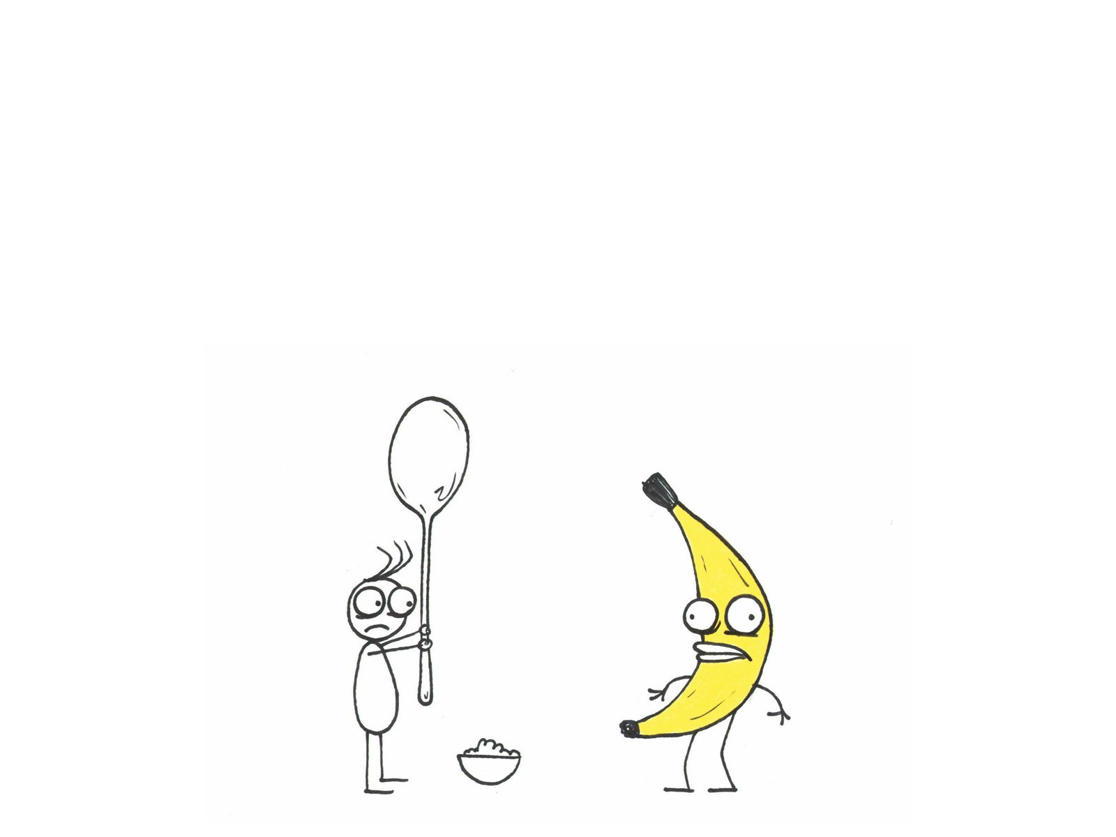 stick figure and banana