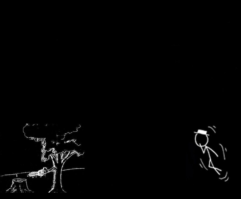 Stick figure and tree drawing