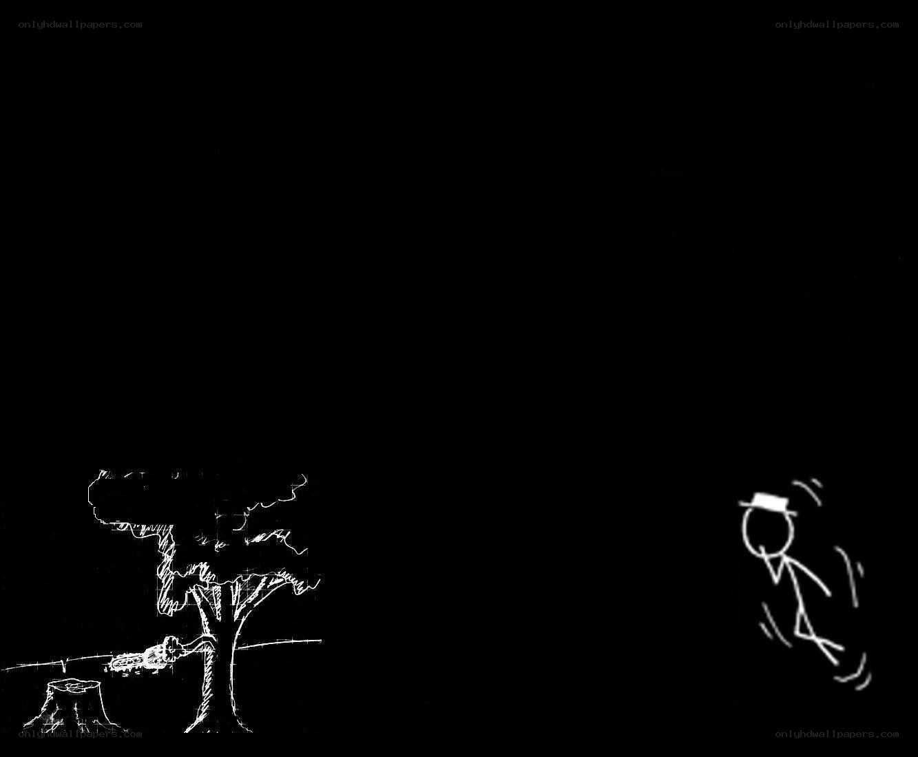 Stick figure and tree drawing