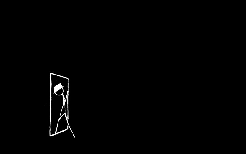 stick figure at a door