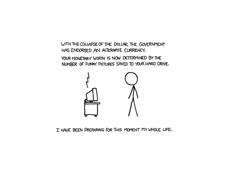 Stick Figure at Computer — Black