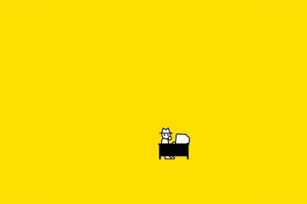 stick figure at desk