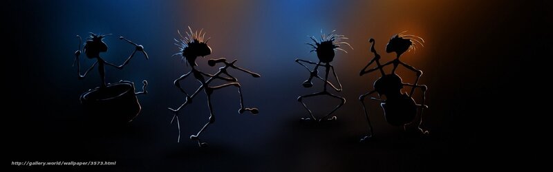 Stick figure band performing