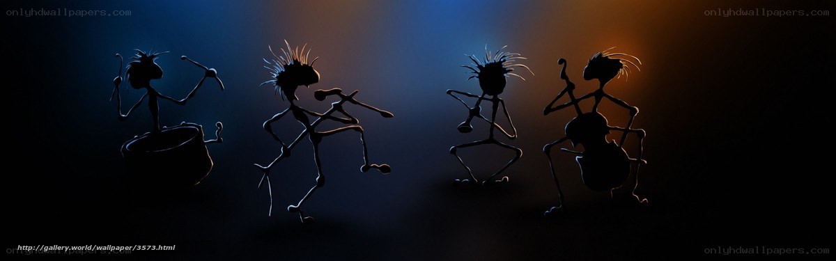 Stick figure band performing