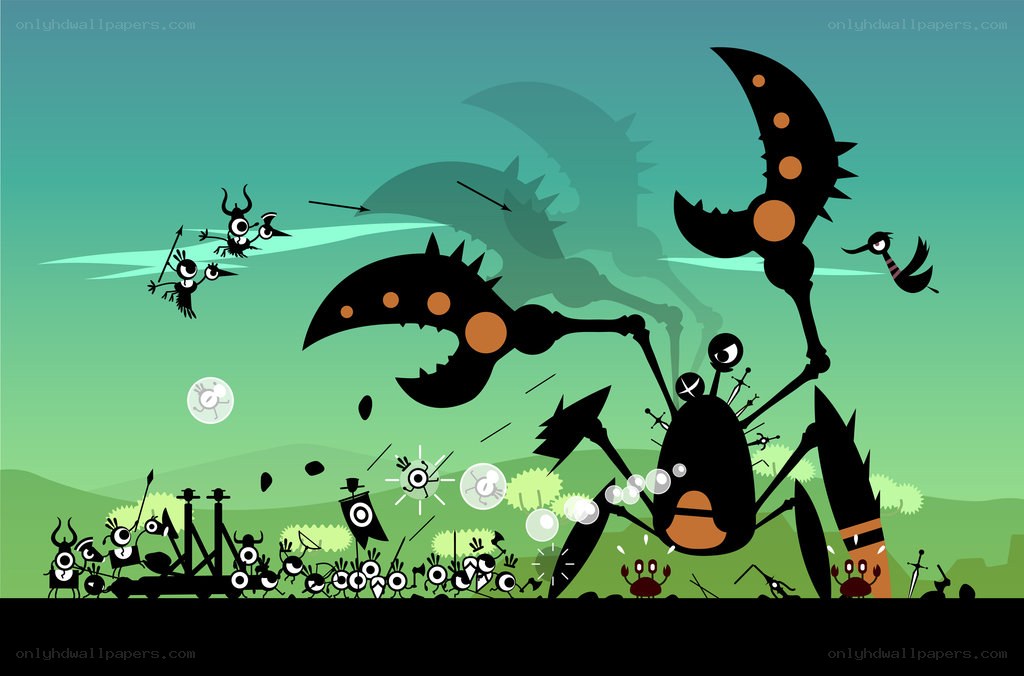 Stick figure battle scene
