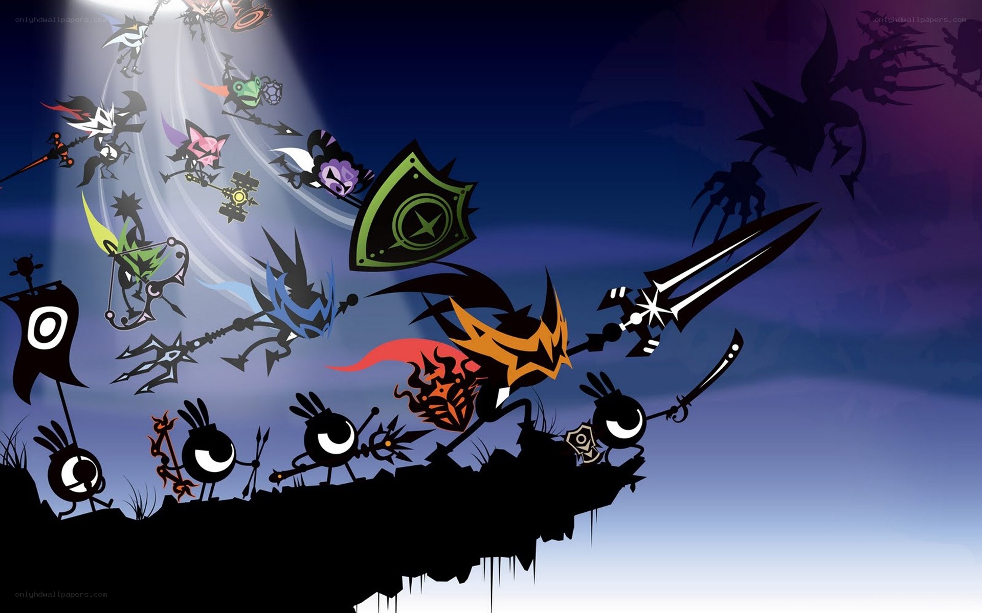 Stick figure battle scene