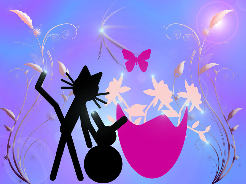 Stick Figure Cat and Rabbit
