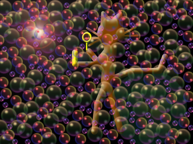 Stick Figure Cat Blowing Bubbles