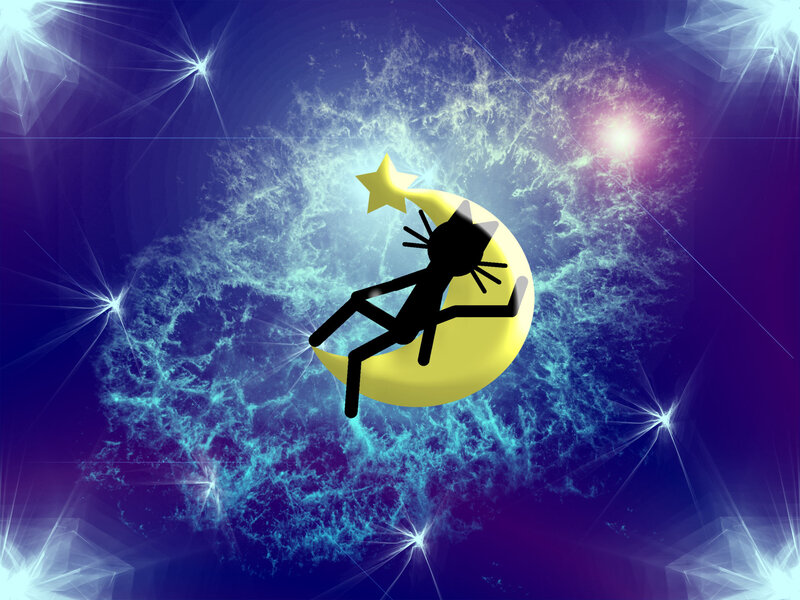 Stick Figure Cat on Moon