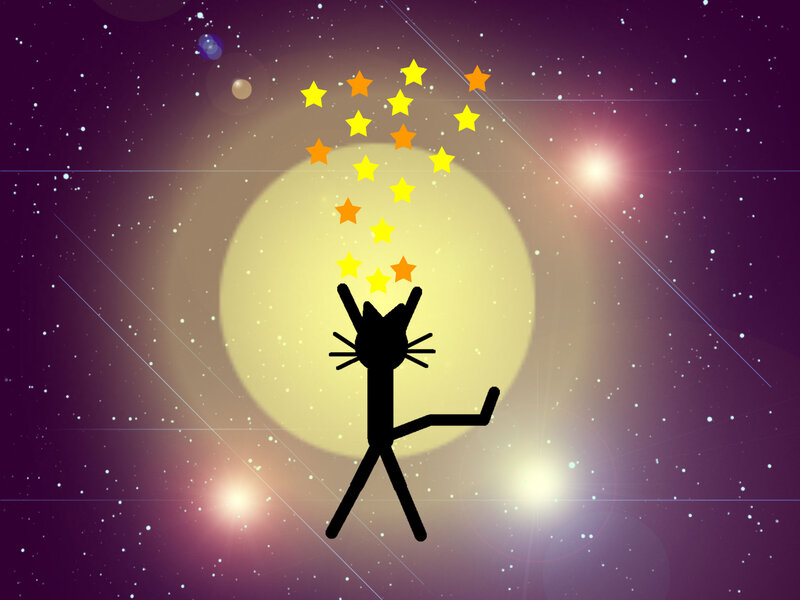 Stick Figure Cat — Purple