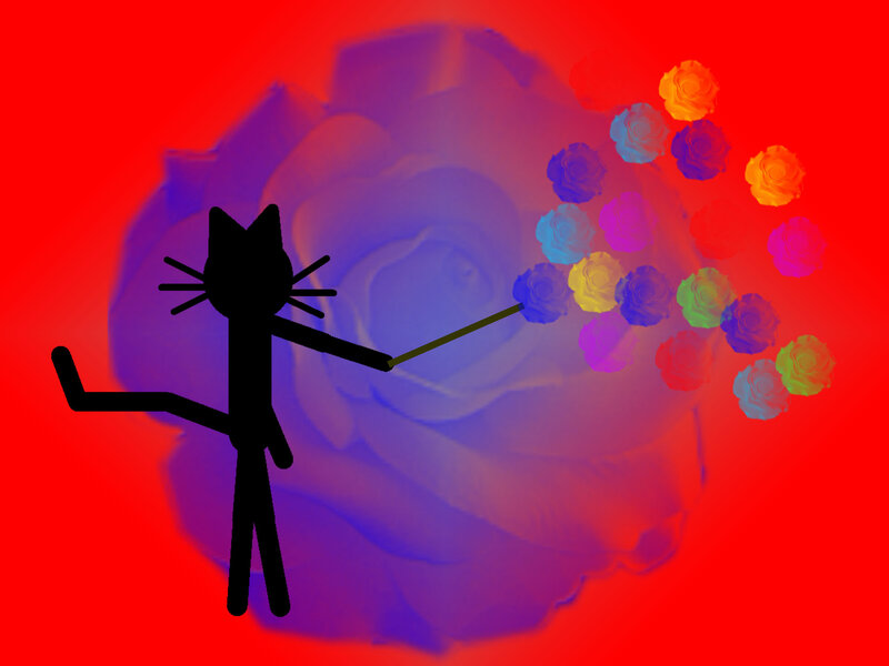 Stick Figure Cat — Red