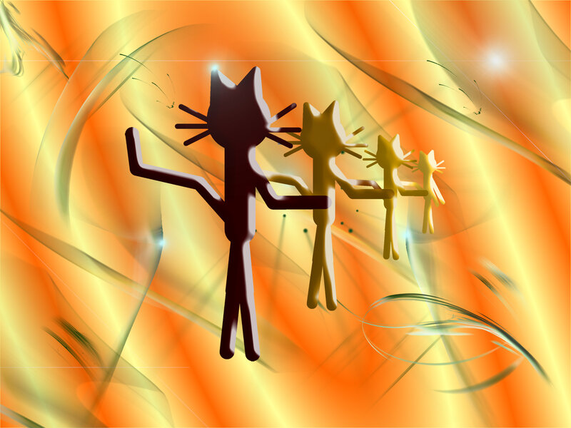 Stick Figure Cats Dancing