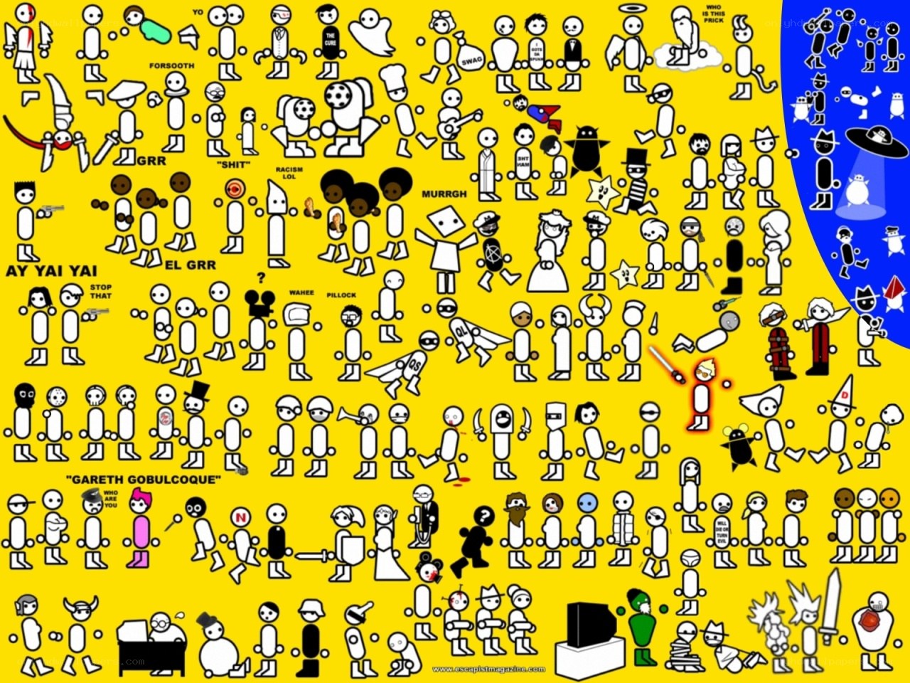 Stick figure crowd illustration