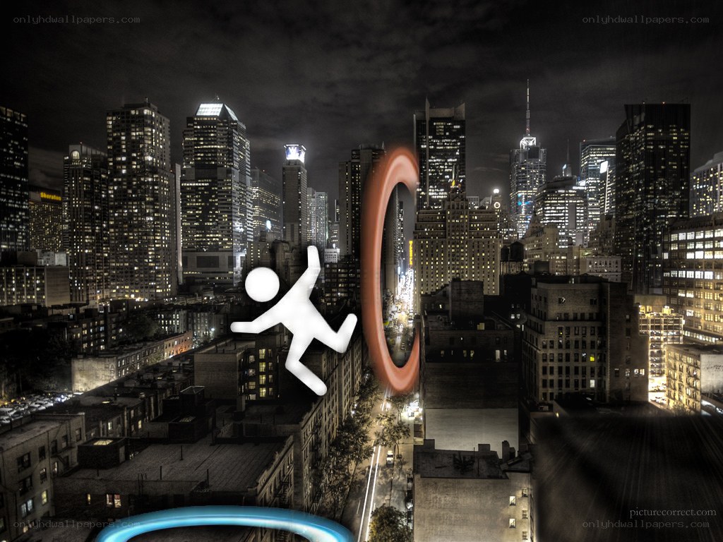 Stick figure falling in city
