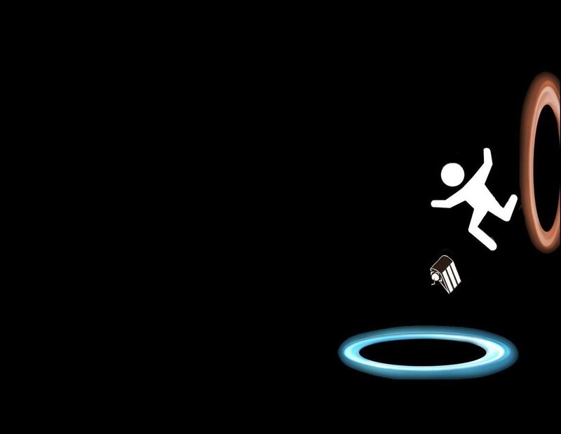 Stick figure falling through portal