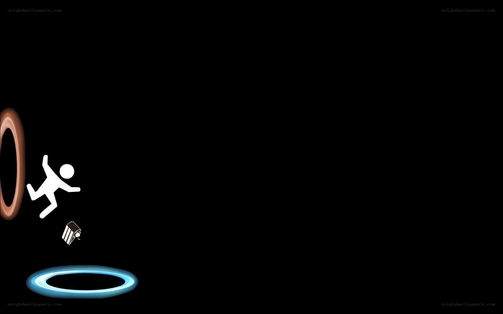 Stick figure falling through portals