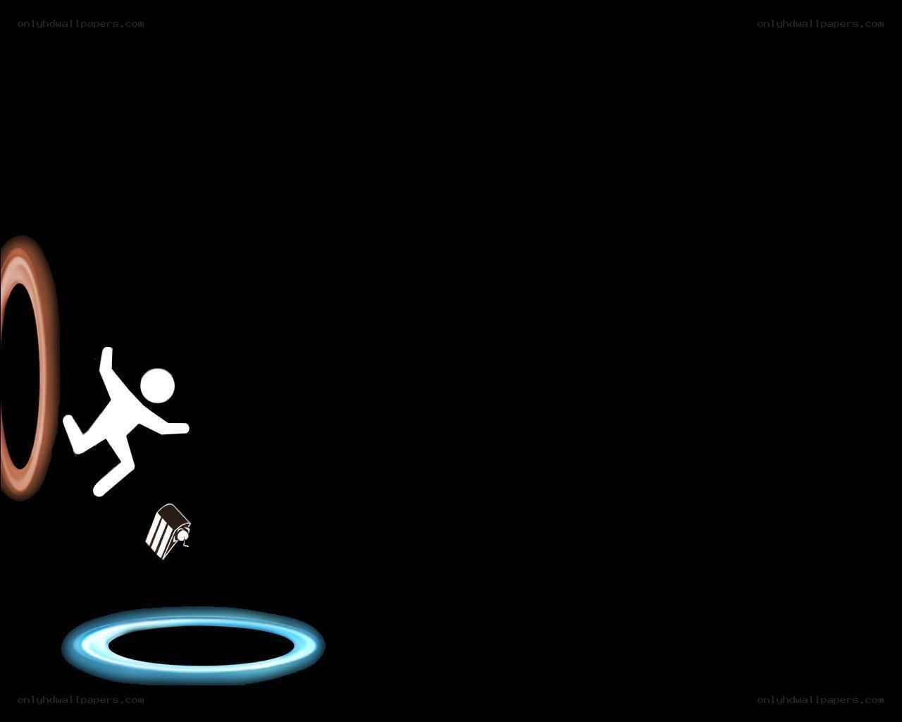 Stick figure falling through portals