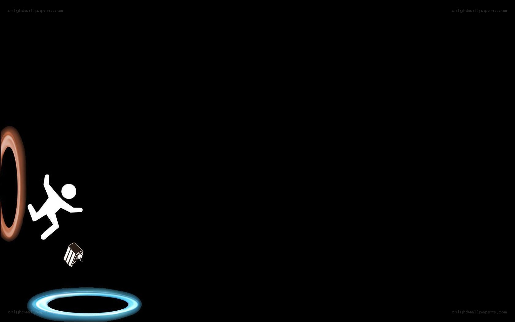 Stick figure falling through portals
