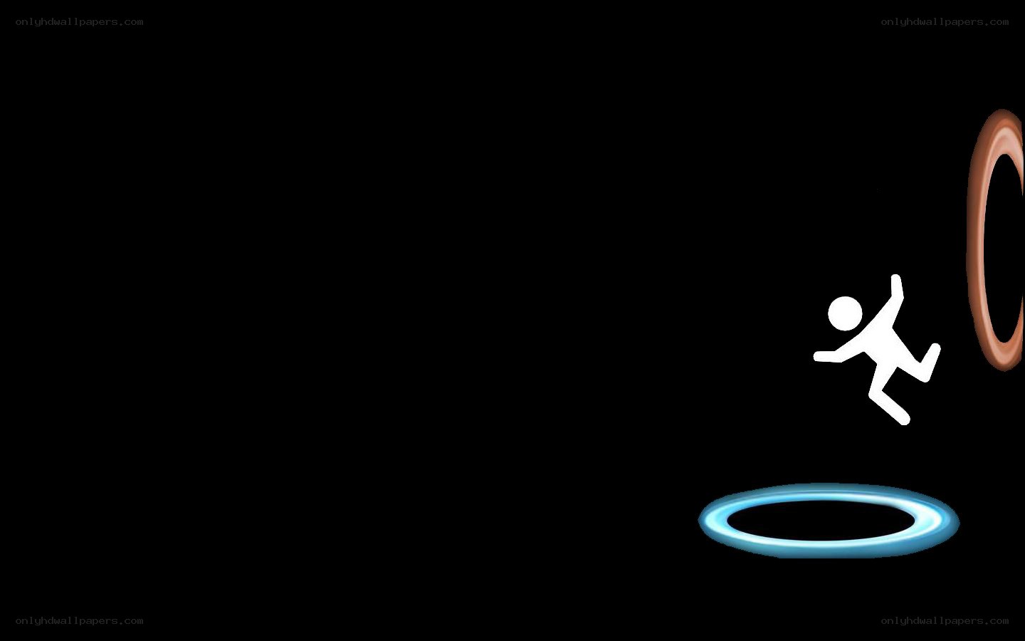 Stick figure falling through portals