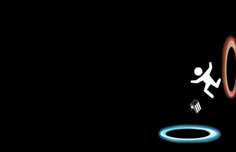 Stick figure falling through portals
