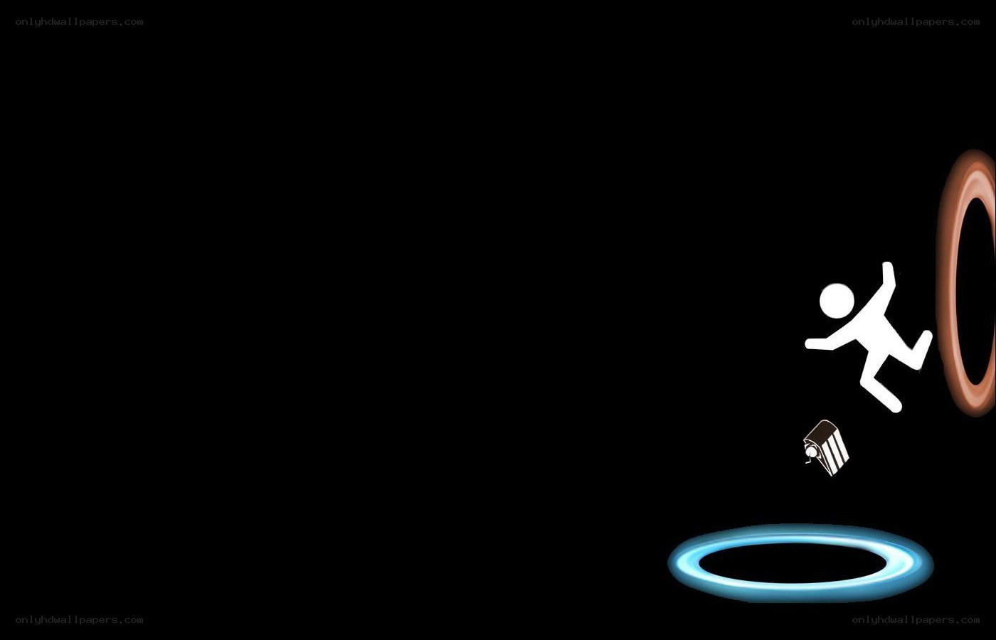 Stick figure falling through portals