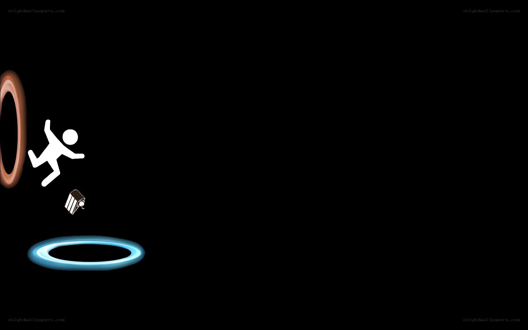 Stick figure falling through portals