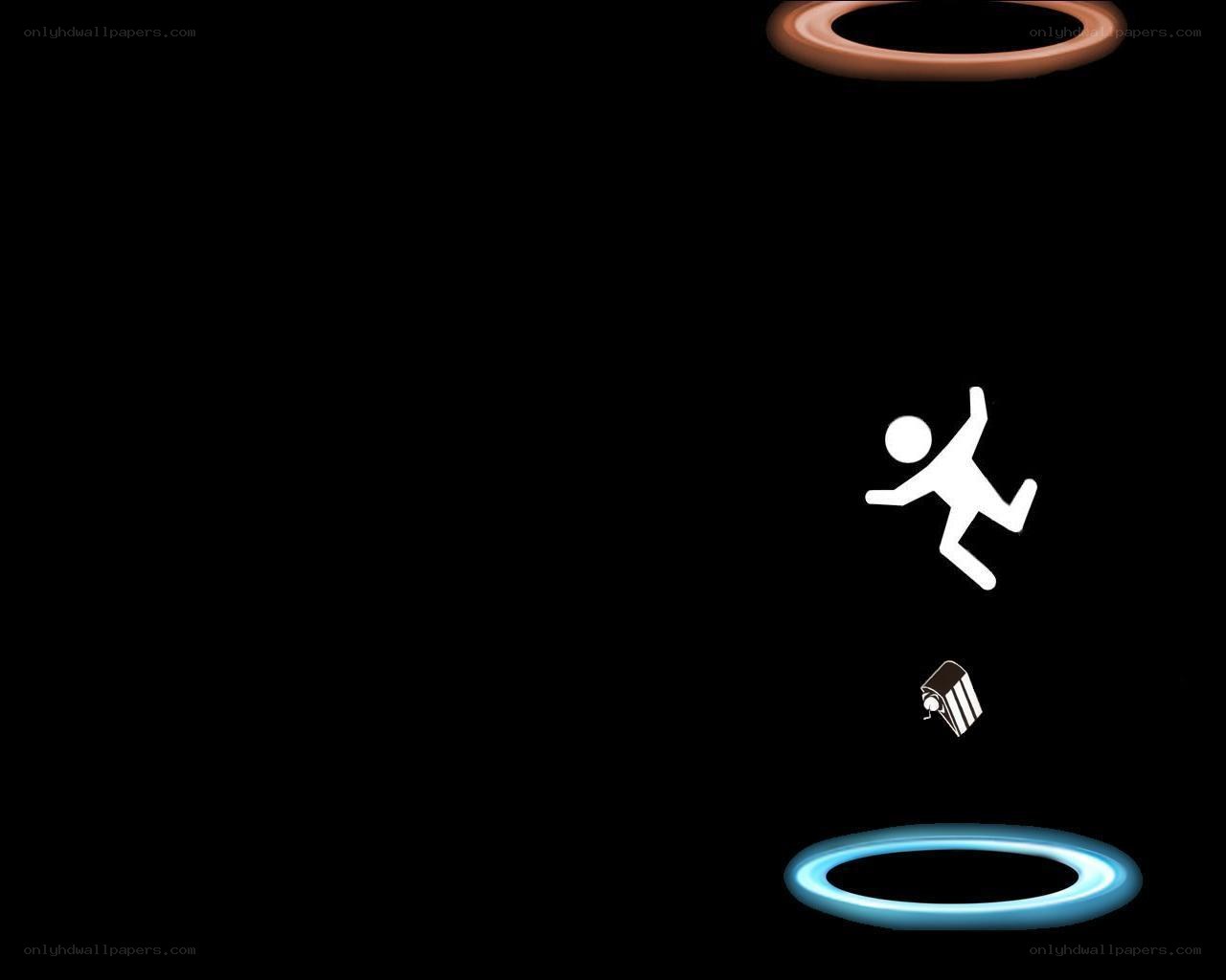 Stick figure falling through rings
