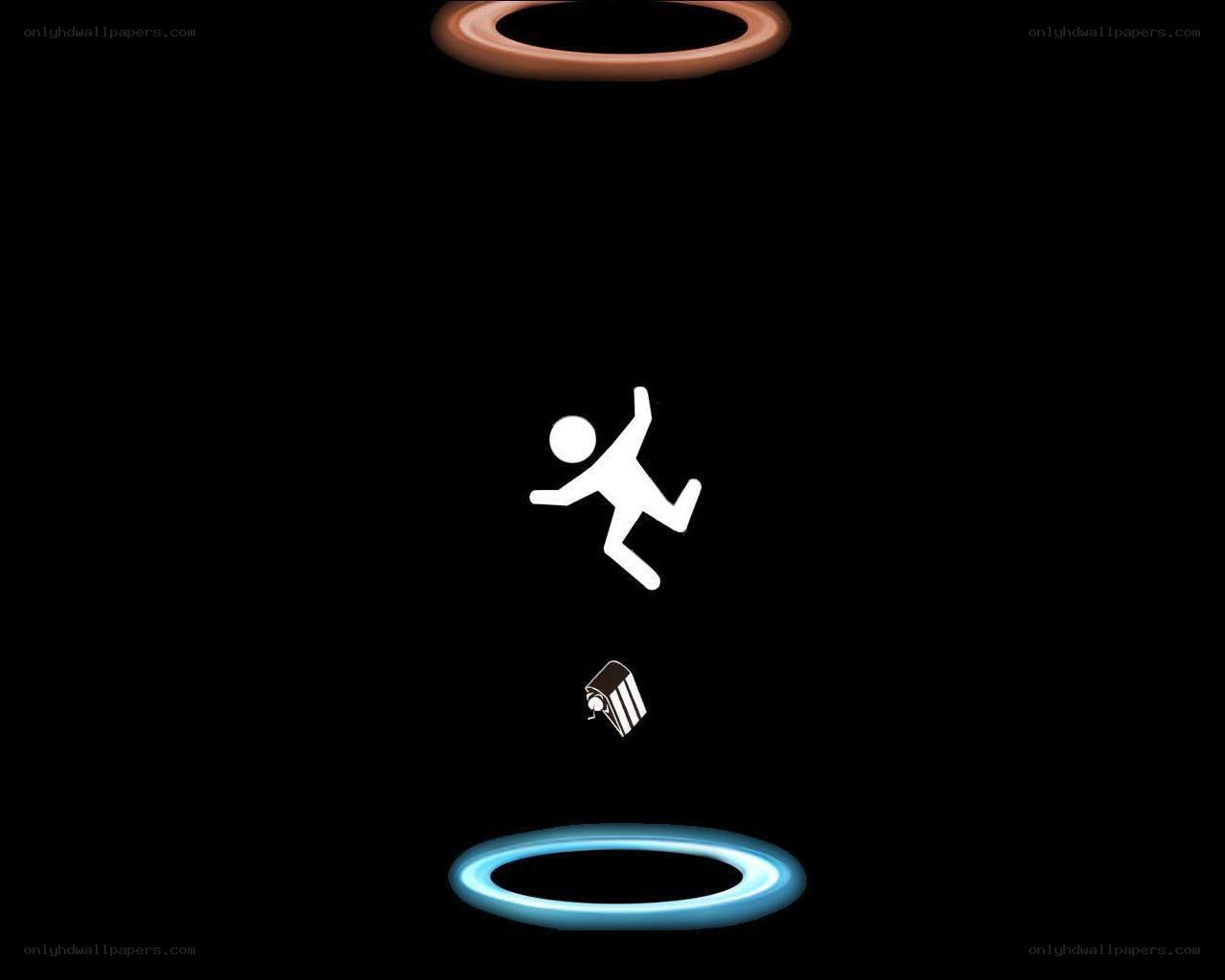 Stick figure falling through rings