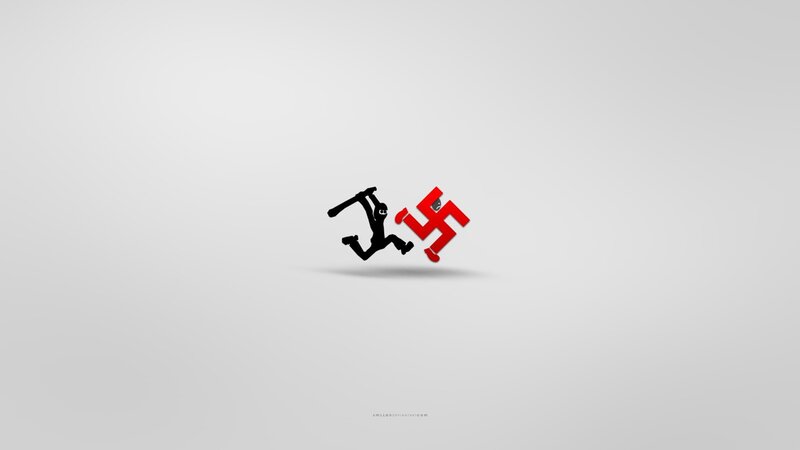 Stick Figure Fighting Swastika