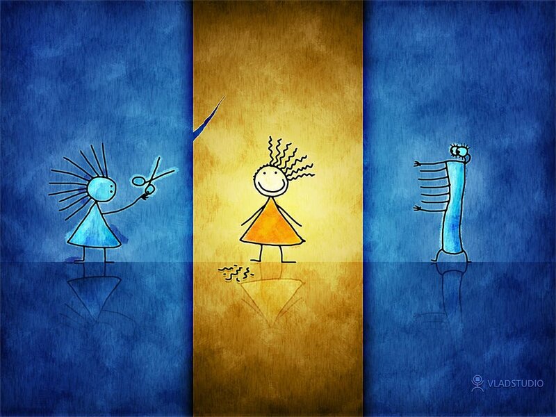 Stick figure hair transformation