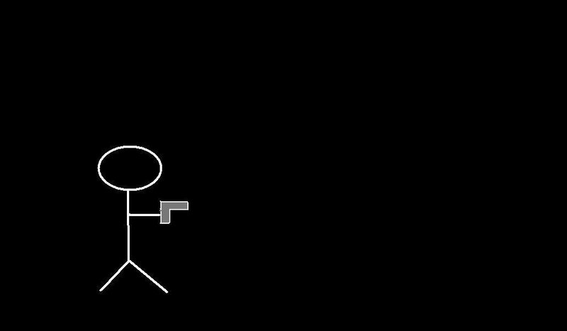 stick figure holding gun