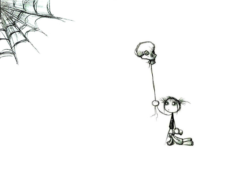 Stick Figure Holding Skull