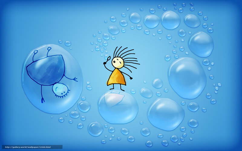 Stick figure in bubble world