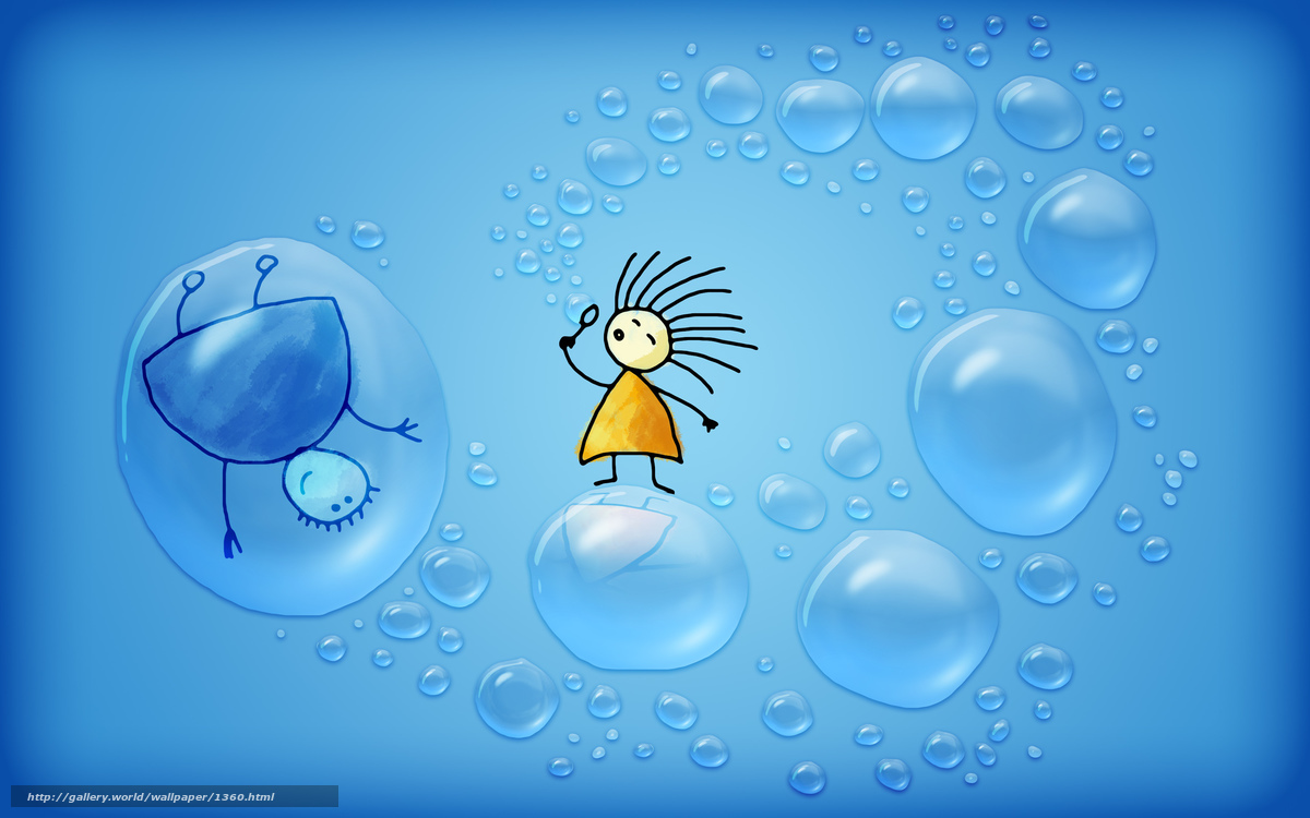 Stick figure in bubble world