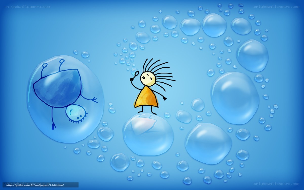 Stick figure in bubble world