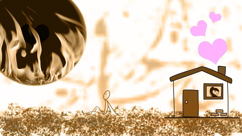 Stick Figure Near House