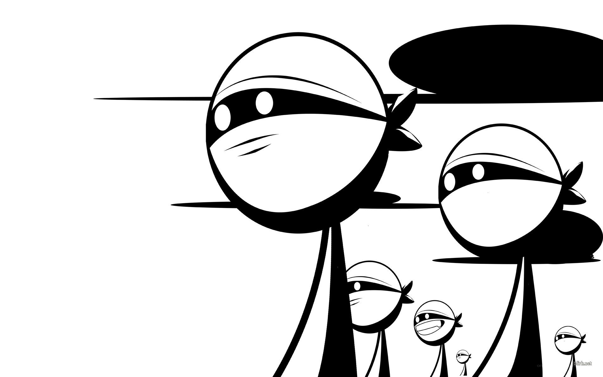 stick figure ninjas in a group