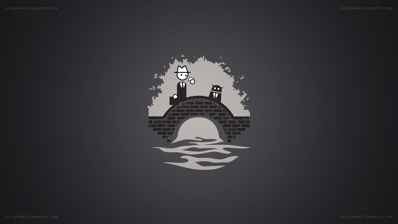 Stick figure on a bridge