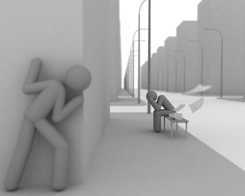 Stick Figure on Bench