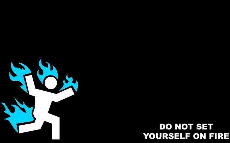 Stick Figure on Fire — Black