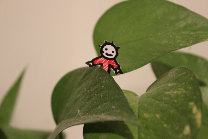 Stick Figure on Leaf
