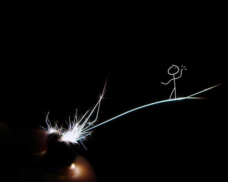 Stick Figure on Sparkler