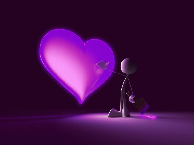 Stick figure painting a heart