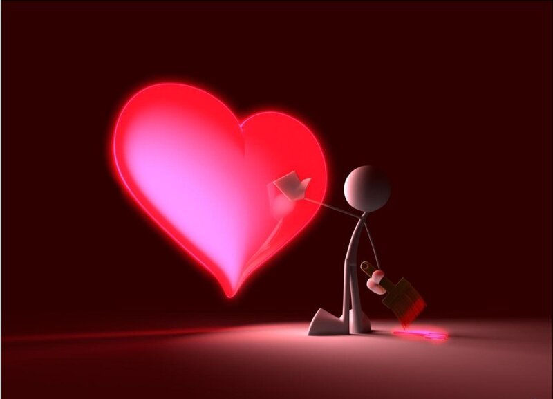 stick figure painting a heart