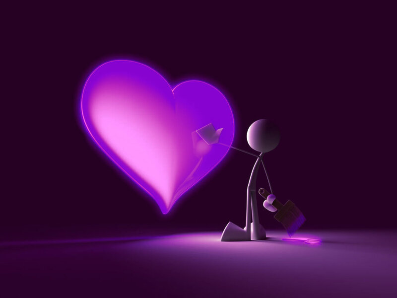 Stick figure painting a heart