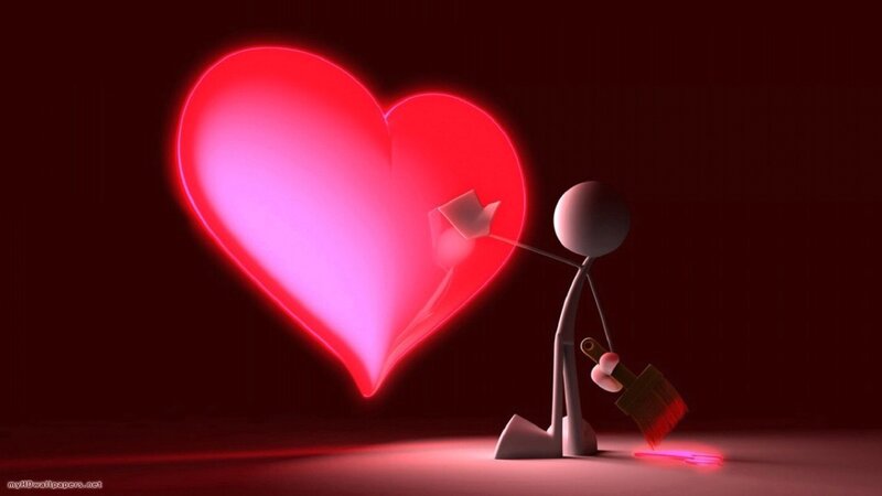 Stick figure painting a heart